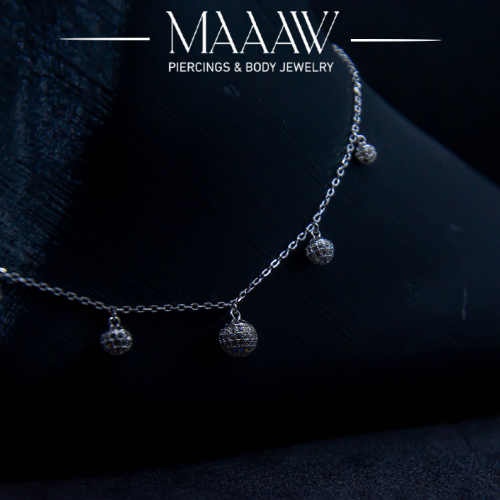 خلخال فضة كور بفصوص لامعة موديل 9230