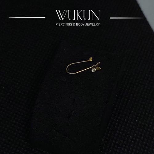 زمام ذهب عيار 18K بدون خرم شكل فراشة