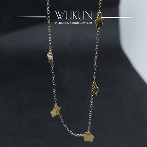 خلخال ذهب عيار 18k بشكل نجوم معلقة