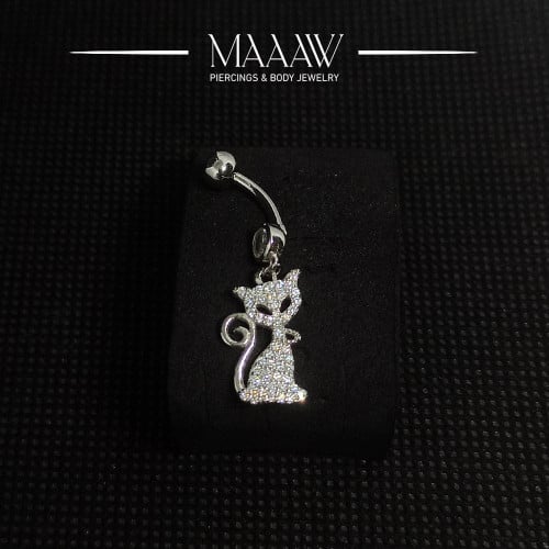 حلق بيرسينج فضة 925S للسرة قطة موديل 9146