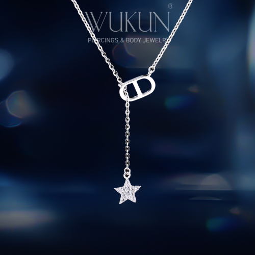 سلسال فضة عيار 925 شكل نجمة معلقة