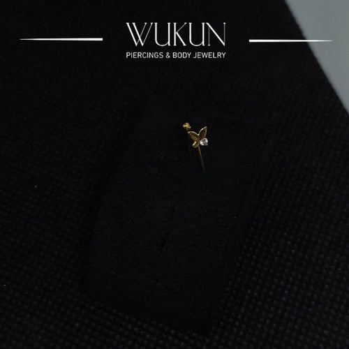 زمام ذهب عيار 18K بدون خرم شكل فراشة