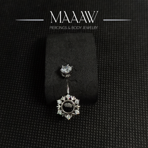 حلق بيرسينج فضة 925s للسرة موديل 9128