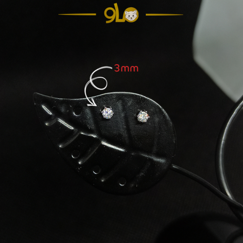 أقراط فضة بفص واحد أبيض موديل 935 أربعة أحجام