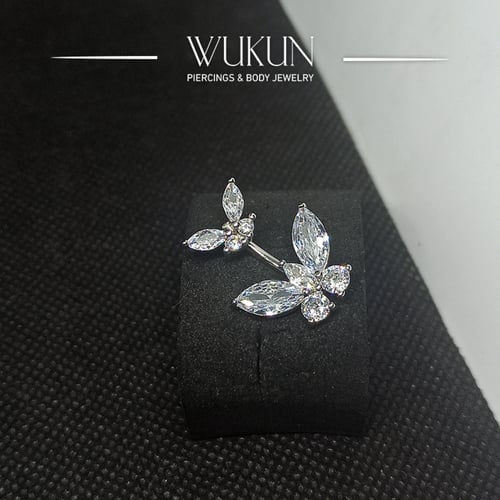 حلق بيرسينج فضة 925s للسرة فراشتين