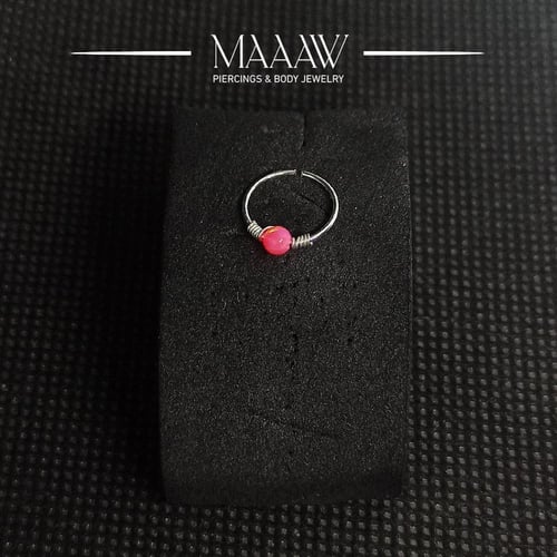 زمام بيرسينج فضة 925s دائري حلقة بخرزة أحمر برتقال...