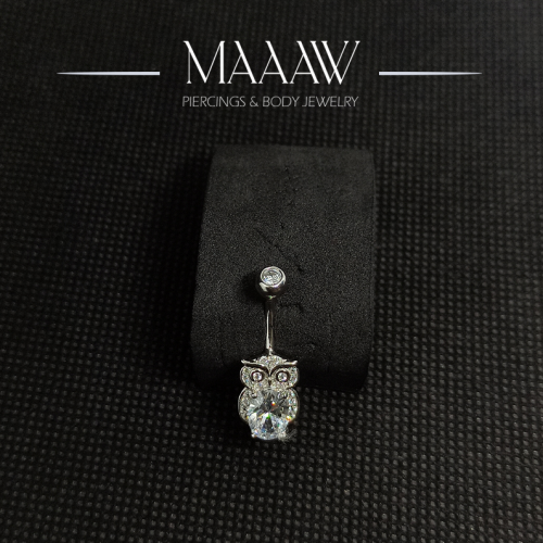 حلق بيرسينج فضة 925s للسرة بومة موديل 9131