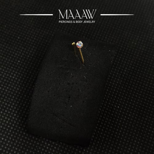 زمام ذهب عيار 18k بدون خرم بفص سبع ألوان