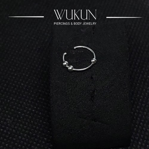 زمام بيرسينج فضة 925s دائري حلقة بثلاث كور متحركة