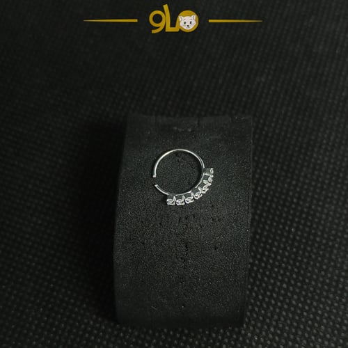 زمام بيرسينج فضة 925S دائري حلقة بسبع فصوص بيضاء