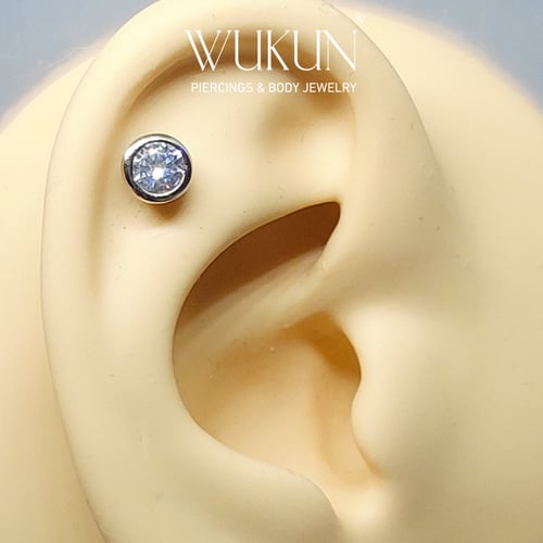 بيرسينج فضة 925s برغي باك فلات فص دائرة