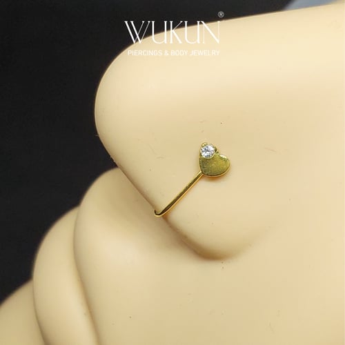 زمام ذهب عيار 18k بدون خرم بشكل قلب بفص صغير في ال...