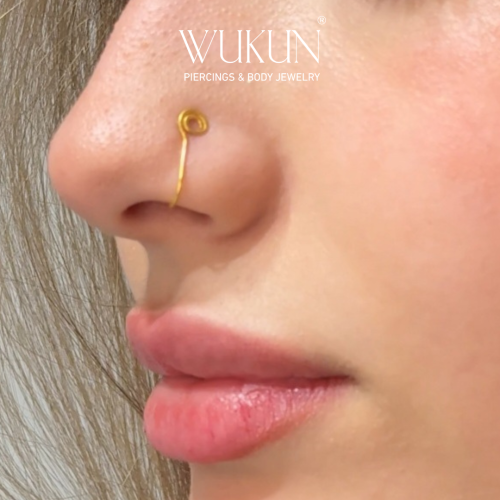 زمام ذهب عيار 18k بدون خرم شكل حلزوني