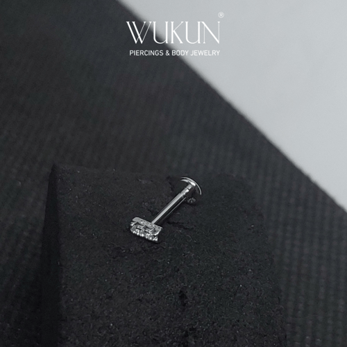 بيرسينج فضة 925s برغي باك فلات شكل ثلاث فصوص طولية