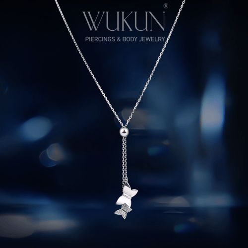 سلسال فضة عيار 925 شكل فراشتين