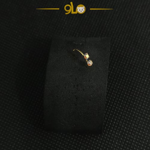 زمام بيرسينج ذهب عيار 18K دائري حلقة بفصين صغيرة ع...