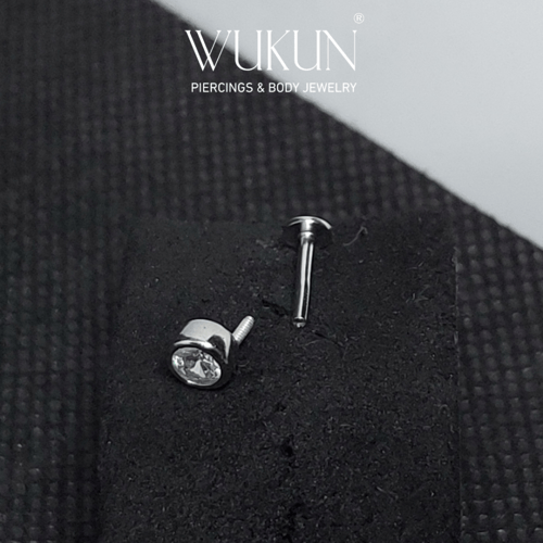 بيرسينج فضة 925s برغي باك فلات فص دائرة