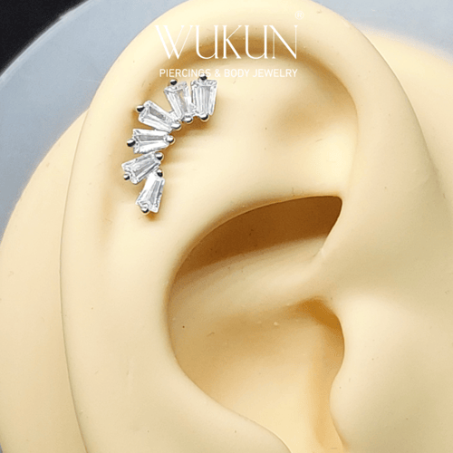 بيرسينج فضة 925s برغي باك فلات شكل كرستالات ثلجية