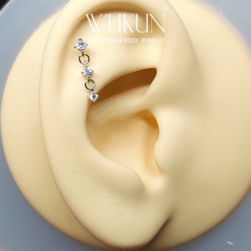 بيرسينج فضة 925s برغي باك فلات شكل فص ثابت وفصين م...