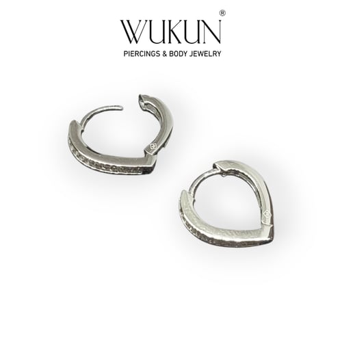 أقراط فضة عيار 925S حلق قلب بكرستالات