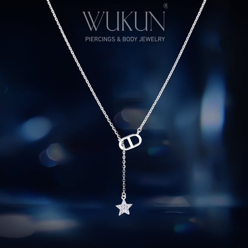 سلسال فضة عيار 925 شكل نجمة معلقة