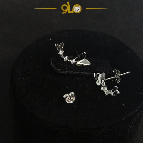 أقراط فضة فراشتين موديل 971