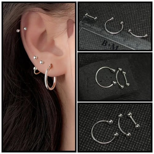 حلق فضة 925s ثلاث قطع مفردة موديل 9235