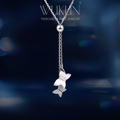 سلسال فضة عيار 925 شكل فراشتين