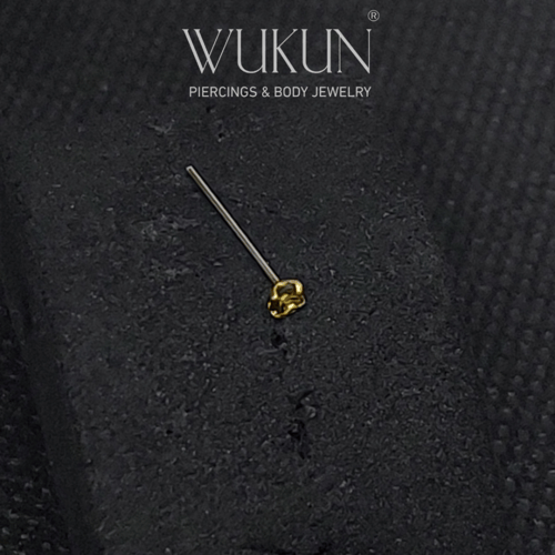 زمام بيرسينج ذهب عيار 18K بفص زيتي وسط