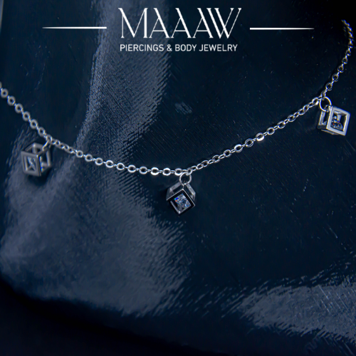 خلخال فضة مكعبات داخلها فص موديل 9228