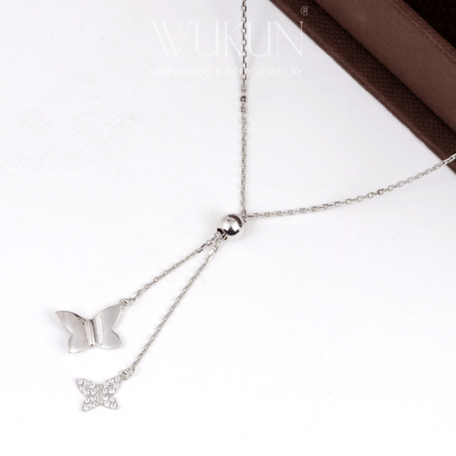 سلسال فضة عيار 925 شكل فراشتين