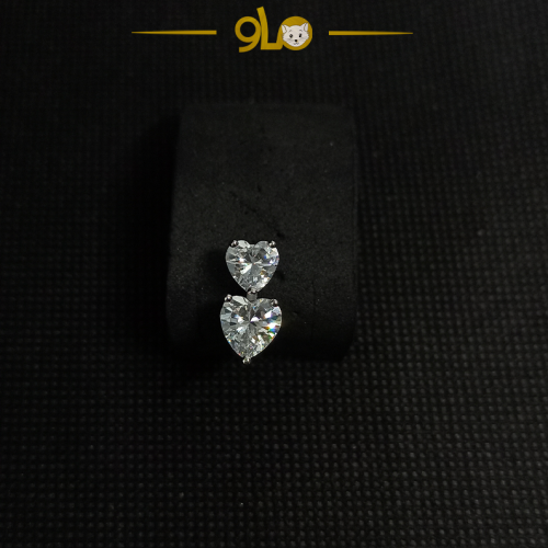 حلق بيرسينج فضة 925S للسرة قلبين بار مخفي موديل 96...