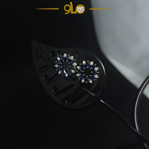 أقراط فضة بفصوص بيضاء وزرقاء موديل 9119