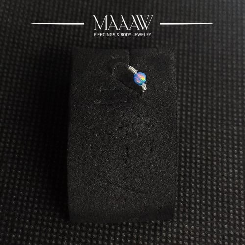 زمام بيرسينج فضة دائري حلقة بخرزة أزرق مموج