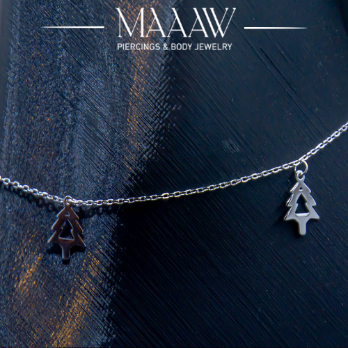 خلخال فضة 925s شجرة الأرز