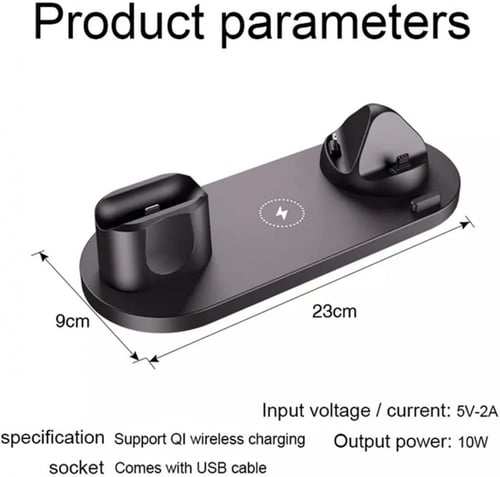 شاحن لاسلكي ، محطة شحن لاسلكي سريعة 6 في 1 لساعة A...