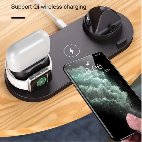 شاحن لاسلكي ، محطة شحن لاسلكي سريعة 6 في 1 لساعة A...