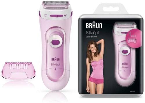 براون ماكينة حلاقة كهربائية مع رأس للتشذيب وردي 15...