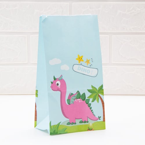 12 كيس ديناصورات لطيفة ورقية 4 أشكال