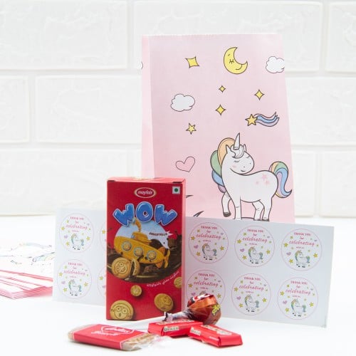 12 كيس يونيكورن وردي ورقي