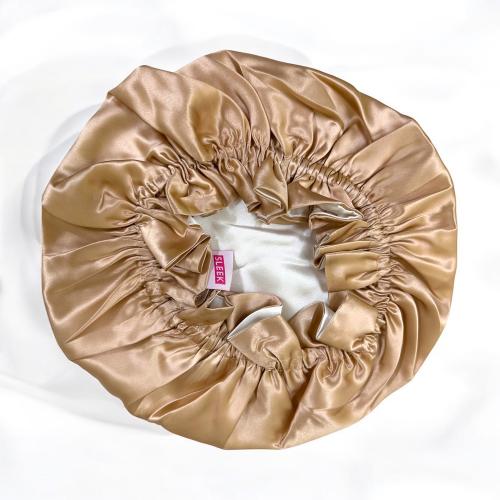 Silk double face hat - Rose gold / White