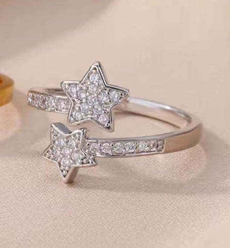 خاتم النجمتان فضه عيار925