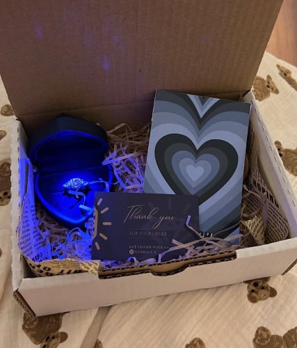 البكج الازرق خاتم القلب الوردي مطليه فضه عيار 925