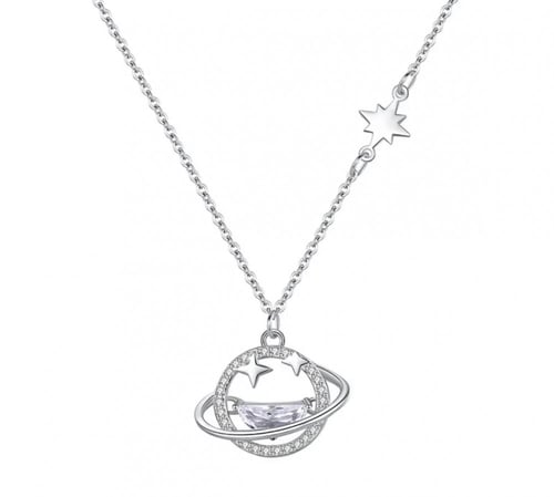 قلادة كوكب زحل فضه عيار 925