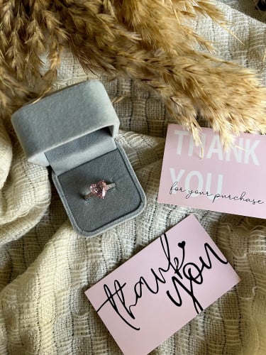 خاتم القلب المشع الوردي مطلي بالفضة الاسترلينية عي...