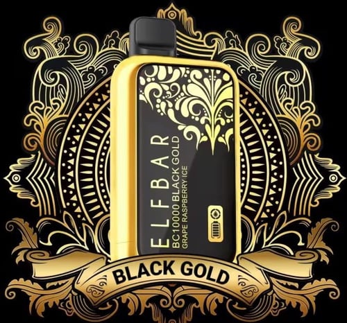 الف بار اسود ذهبي 10000 شفطة - Elfbar Black Gold 1...