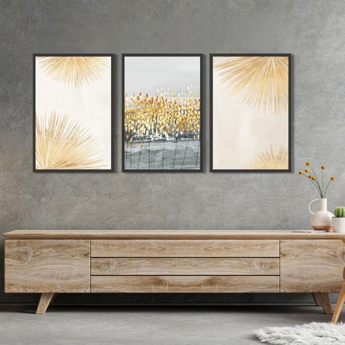 لوحة ثلاثية مؤطرة الذهبى