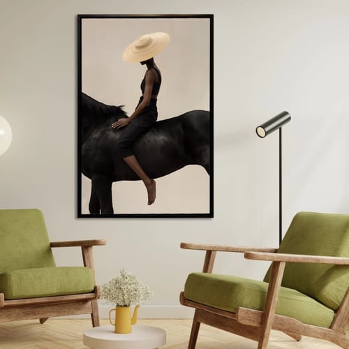 لوحة كانفس امرأه وخيل