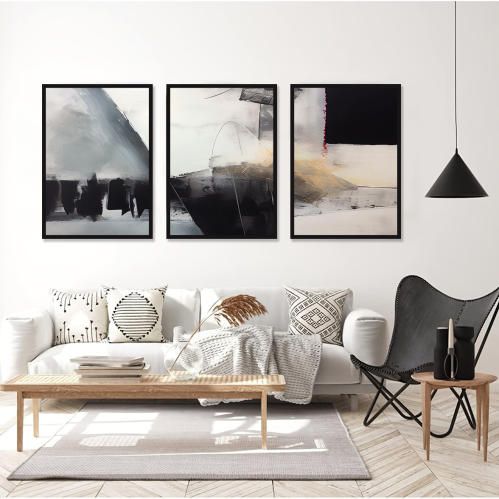 لوحة ثلاثية تجريدية كانفس