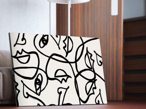 لوحة فنية وجوه بخط واحد